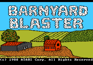 Barnyard Blaster title screen for Atari 7800